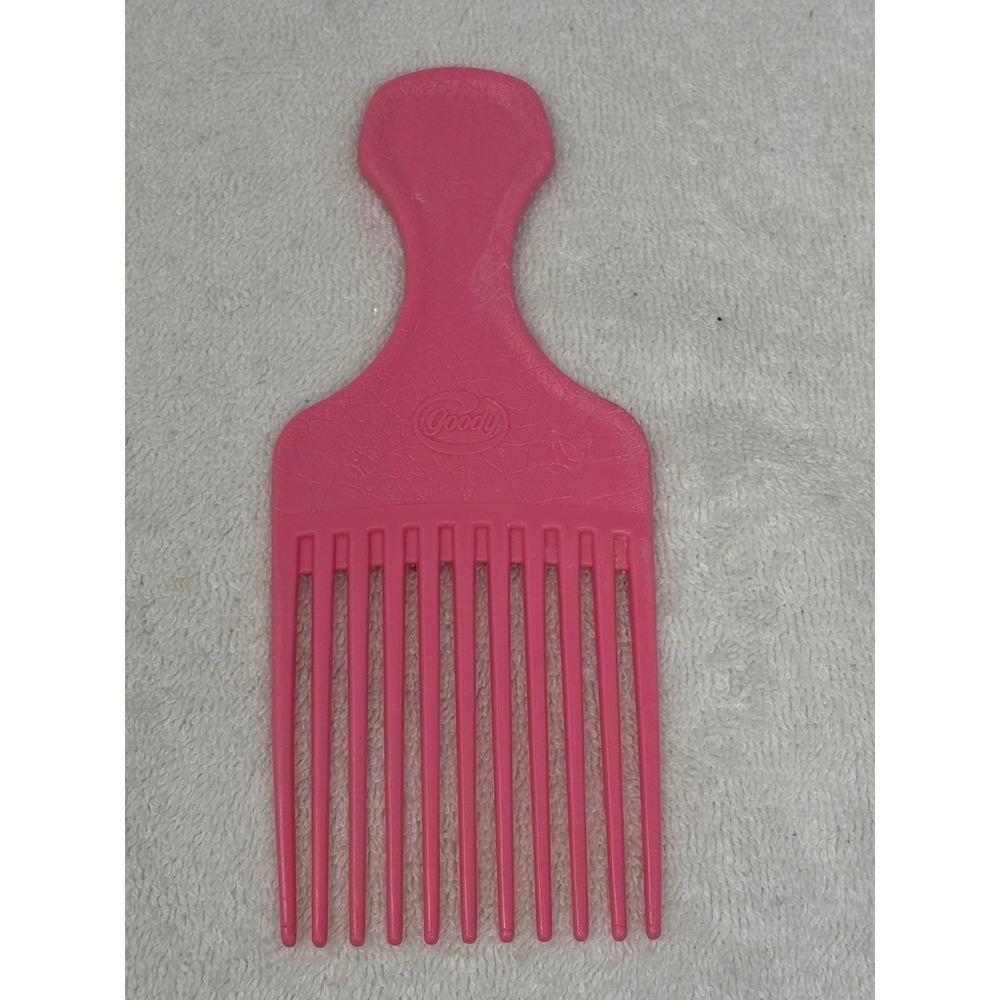 Vintage Goody Hair Pick‎ Textured Plastic Handle Lift Comb 6.5" Pink